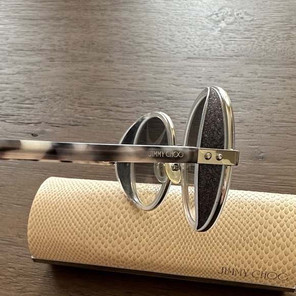 Jimmy Choo - Gray Round Sunglasses with glitter accent - Picture 9 of 14
